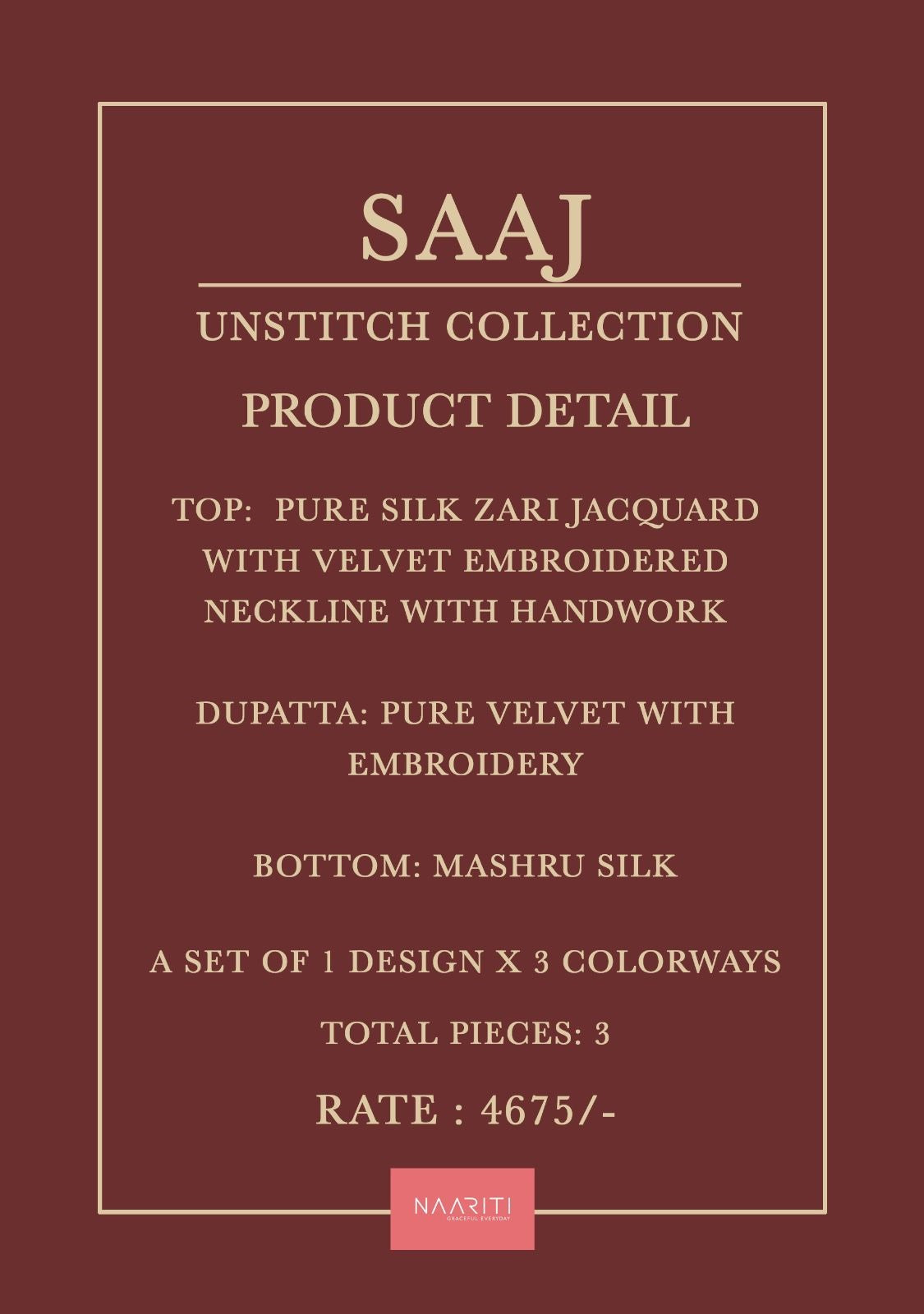 Saaj Naariti Jacquard Velvet Suits Wholesaler