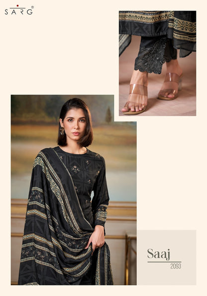 Saaj Sarg Muslin Silk Pant Style Suits Manufacturer Ahmedabad