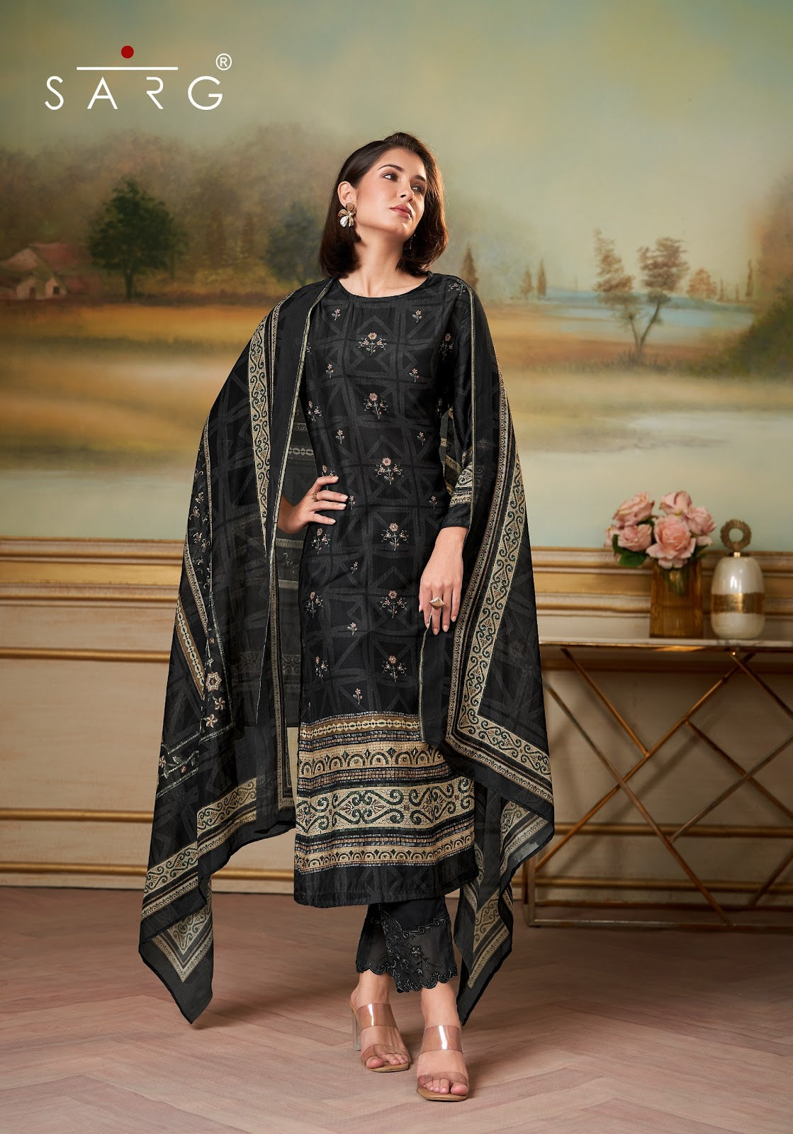 Saaj Sarg Muslin Silk Pant Style Suits Manufacturer Ahmedabad