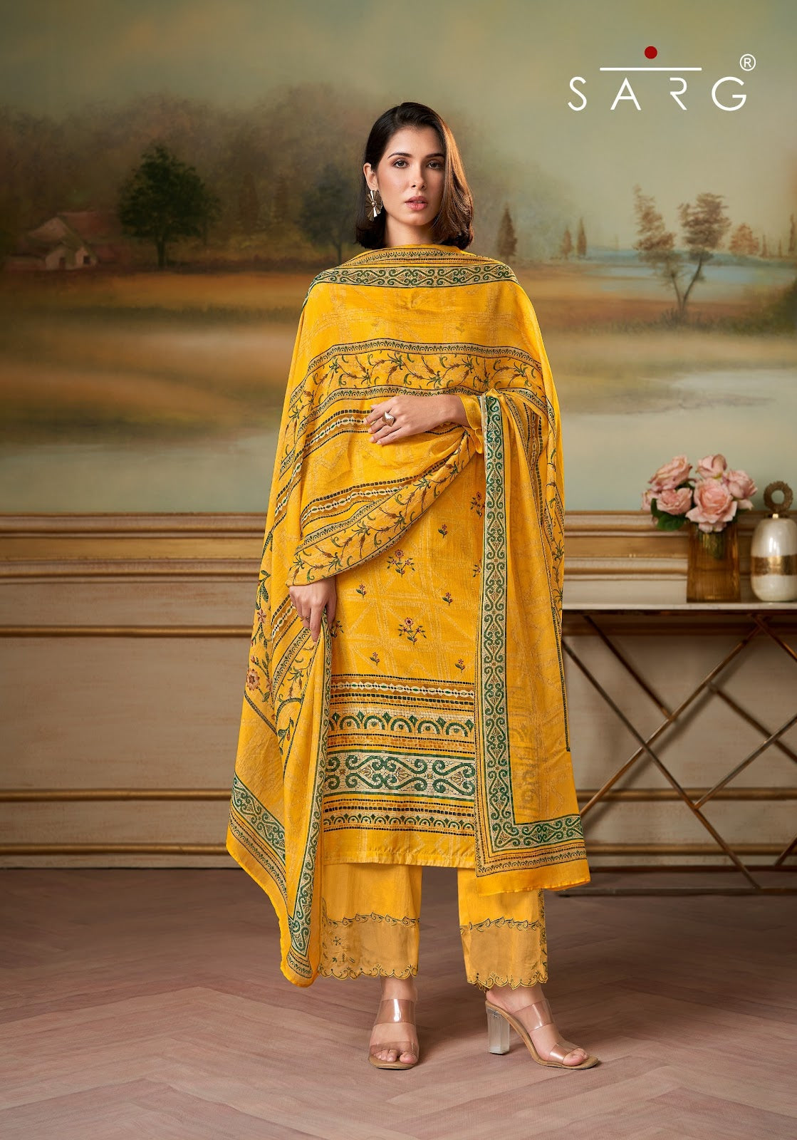 Saaj Sarg Muslin Silk Pant Style Suits Manufacturer Ahmedabad