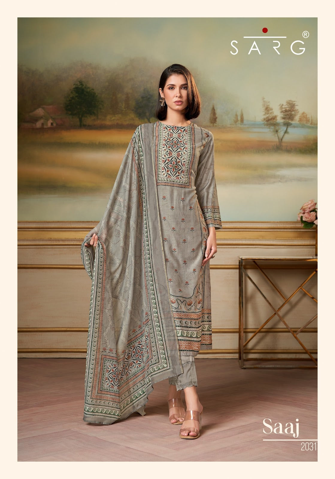 Saaj Sarg Muslin Silk Pant Style Suits Manufacturer Ahmedabad