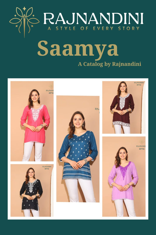 Saamya Rajnandini Rayon Short Kurtis Manufacturer