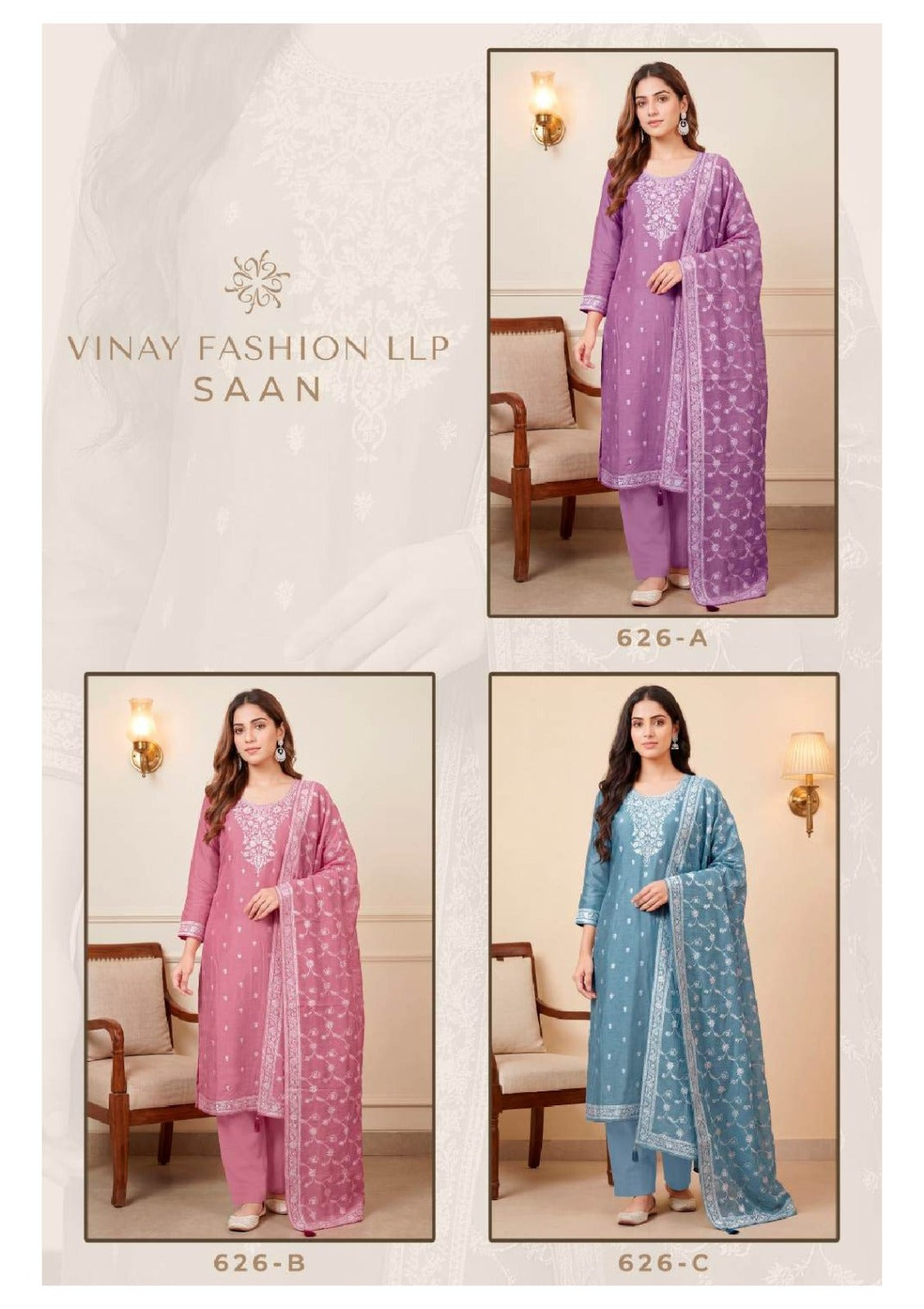 Saan Kuleesh Vinay Fashion Llp Viscose Muslin Pant Style Suits Wholesaler