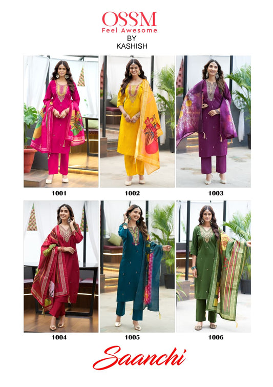 Saanchi Ossm Roman Silk Readymade Pant Style Suits Exporter Ahmedabad