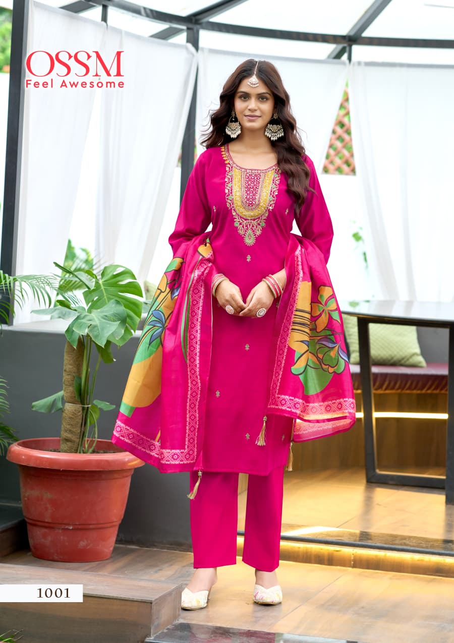Saanchi Ossm Roman Silk Readymade Pant Style Suits Exporter Ahmedabad