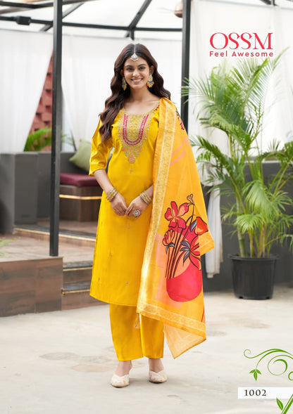 Saanchi Ossm Roman Silk Readymade Pant Style Suits Exporter Ahmedabad