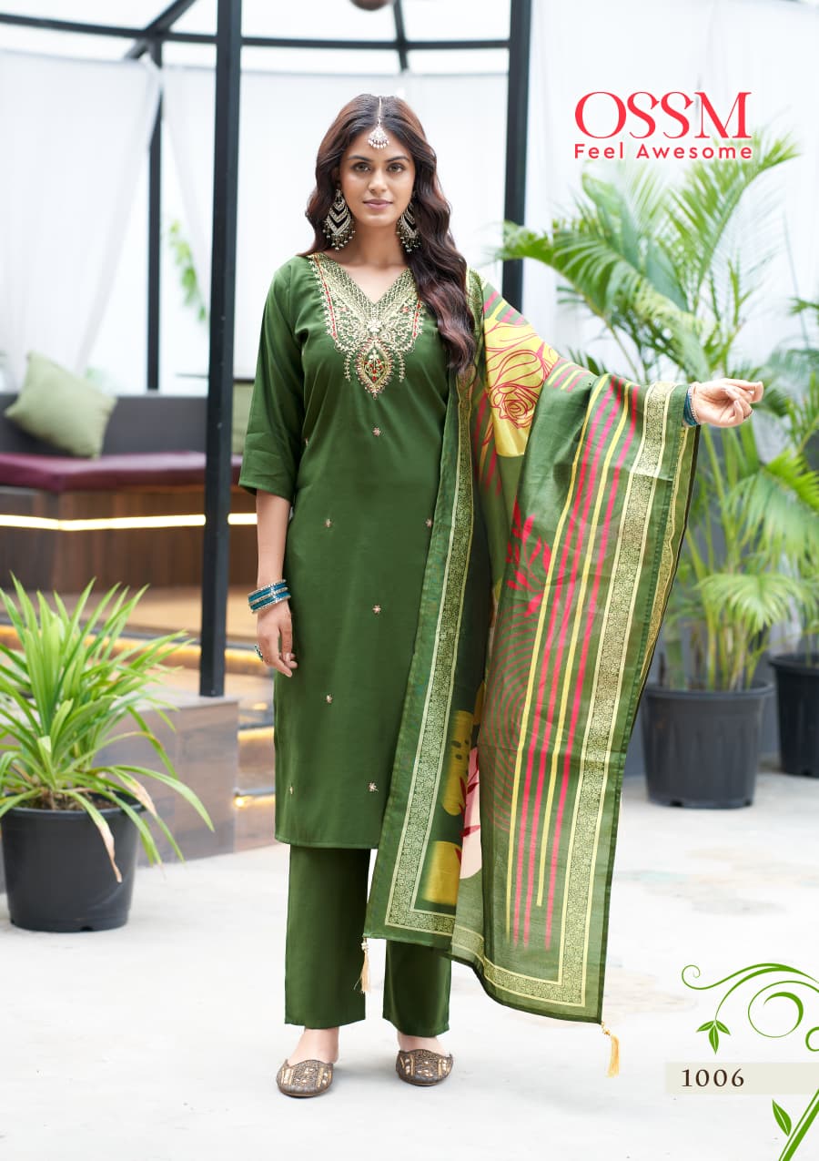 Saanchi Ossm Roman Silk Readymade Pant Style Suits Exporter Ahmedabad