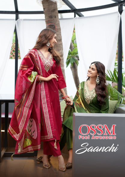 Saanchi Ossm Roman Silk Readymade Pant Style Suits Exporter Ahmedabad