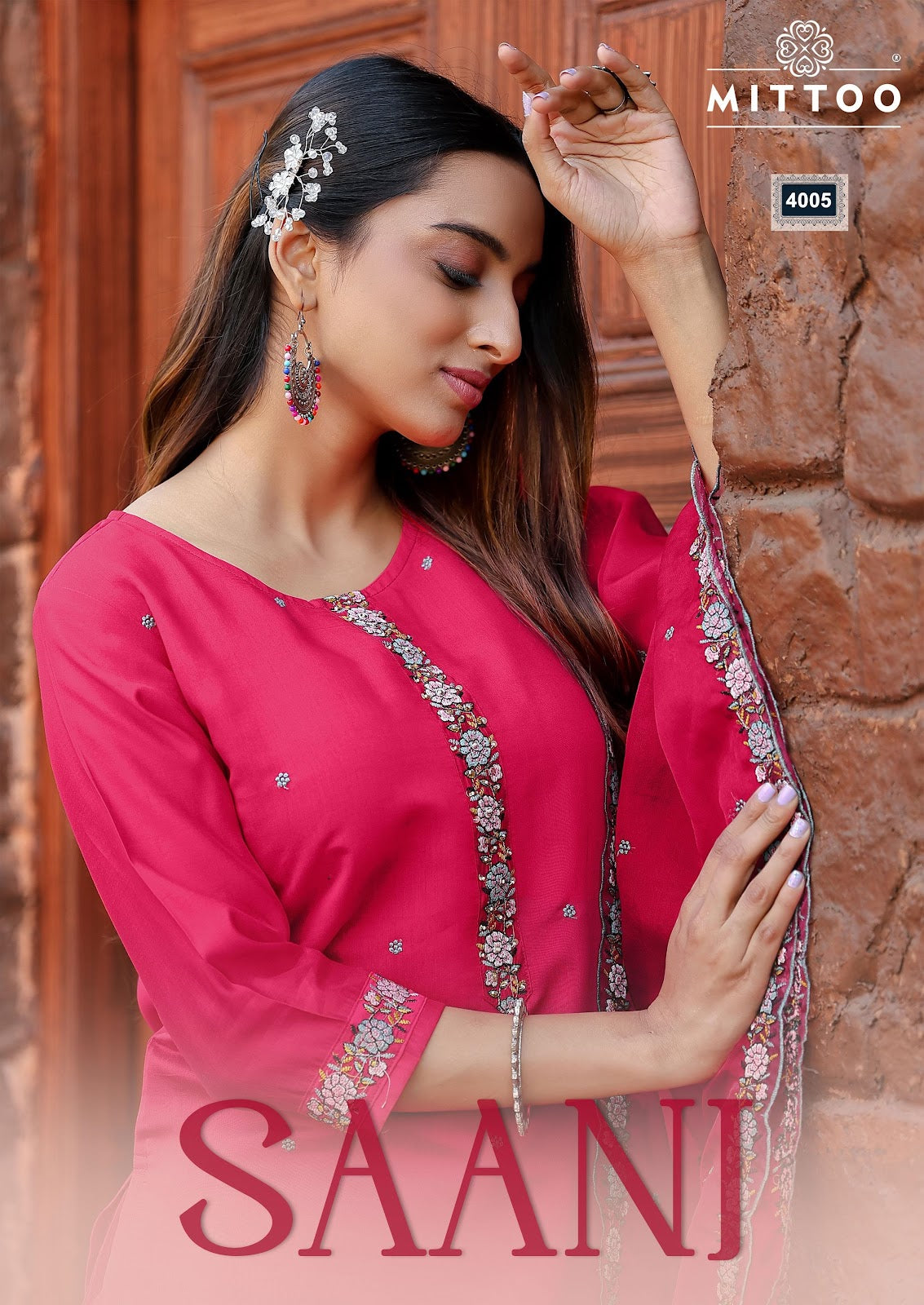 Saanj Mittoo Modal Silk Readymade Pant Style Suits Manufacturer India