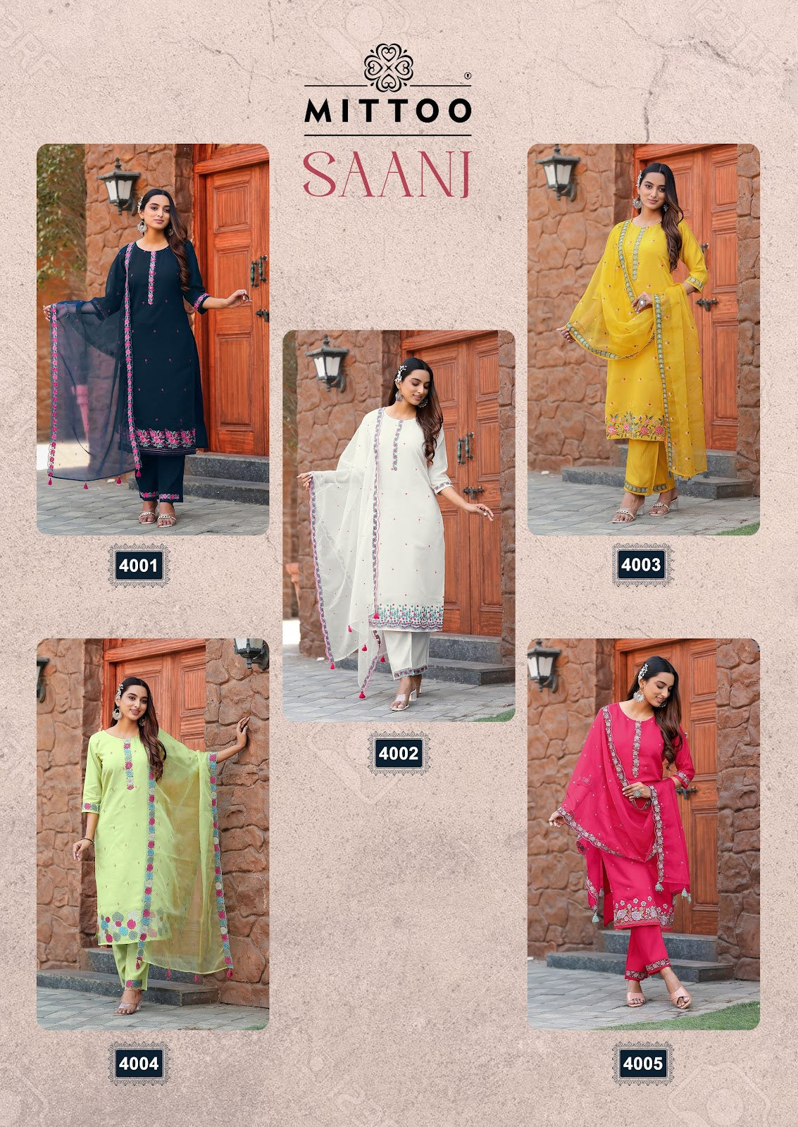 Saanj Mittoo Modal Silk Readymade Pant Style Suits Manufacturer India
