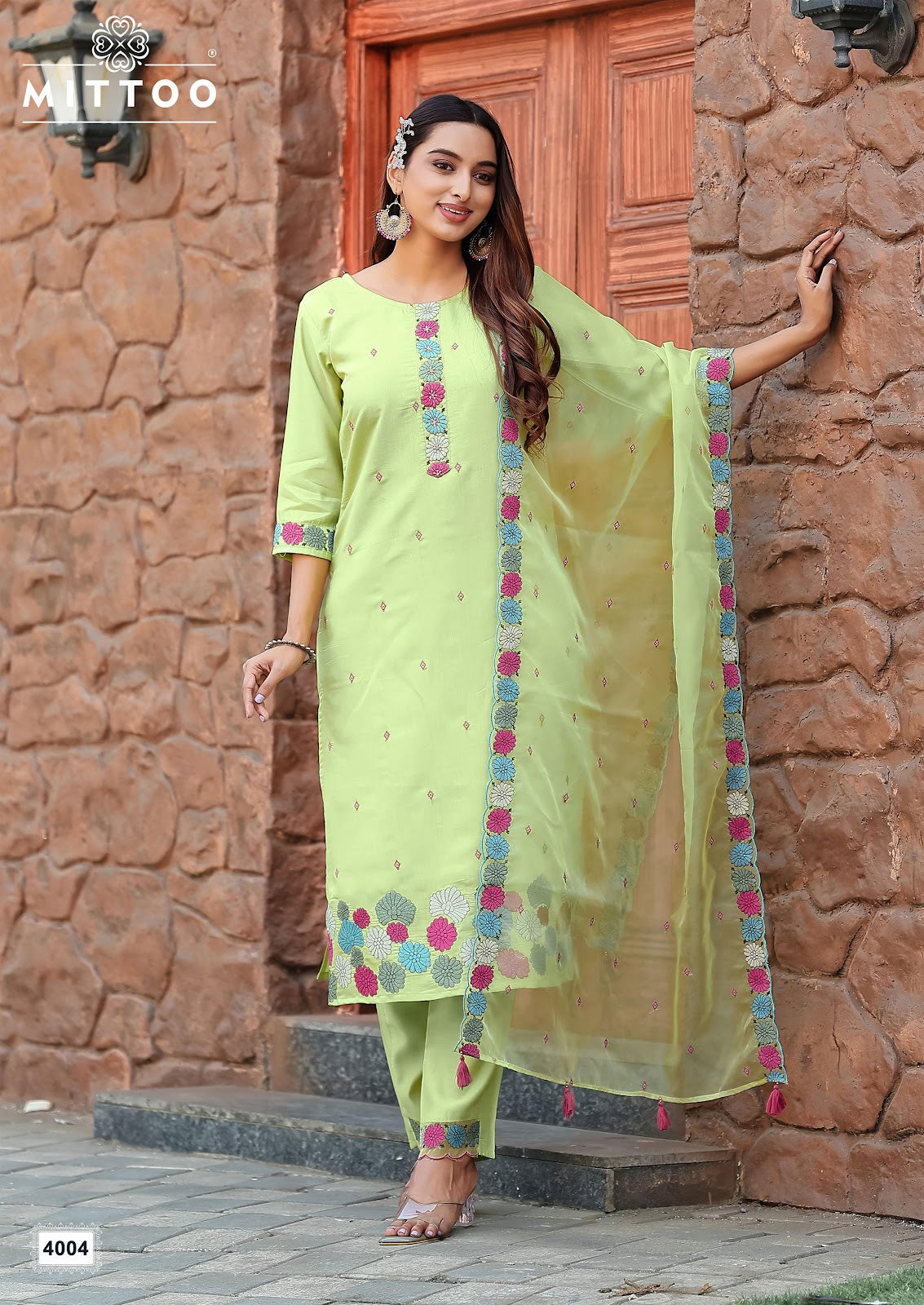 Saanj Mittoo Modal Silk Readymade Pant Style Suits Manufacturer India