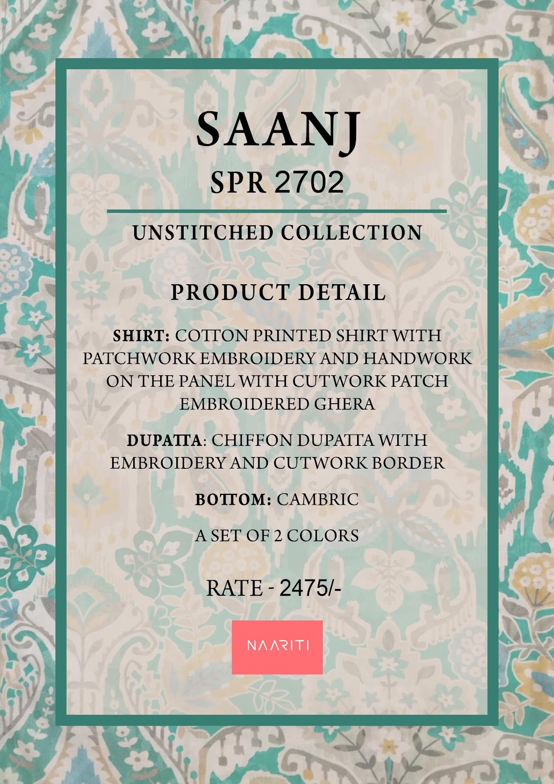 Saanj Naariti Cotton Salwar Suits Exporter Gujarat