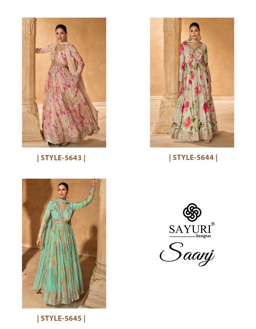 Saanj Sayuri Chinon Silk Gown Dupatta Set Supplier India