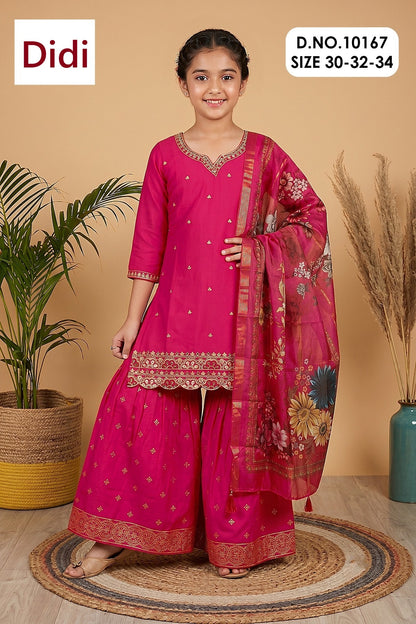 Saanjali 2 Dn 10167 Didi Rayon Girls Readymade Sharara Suits Supplier Gujarat