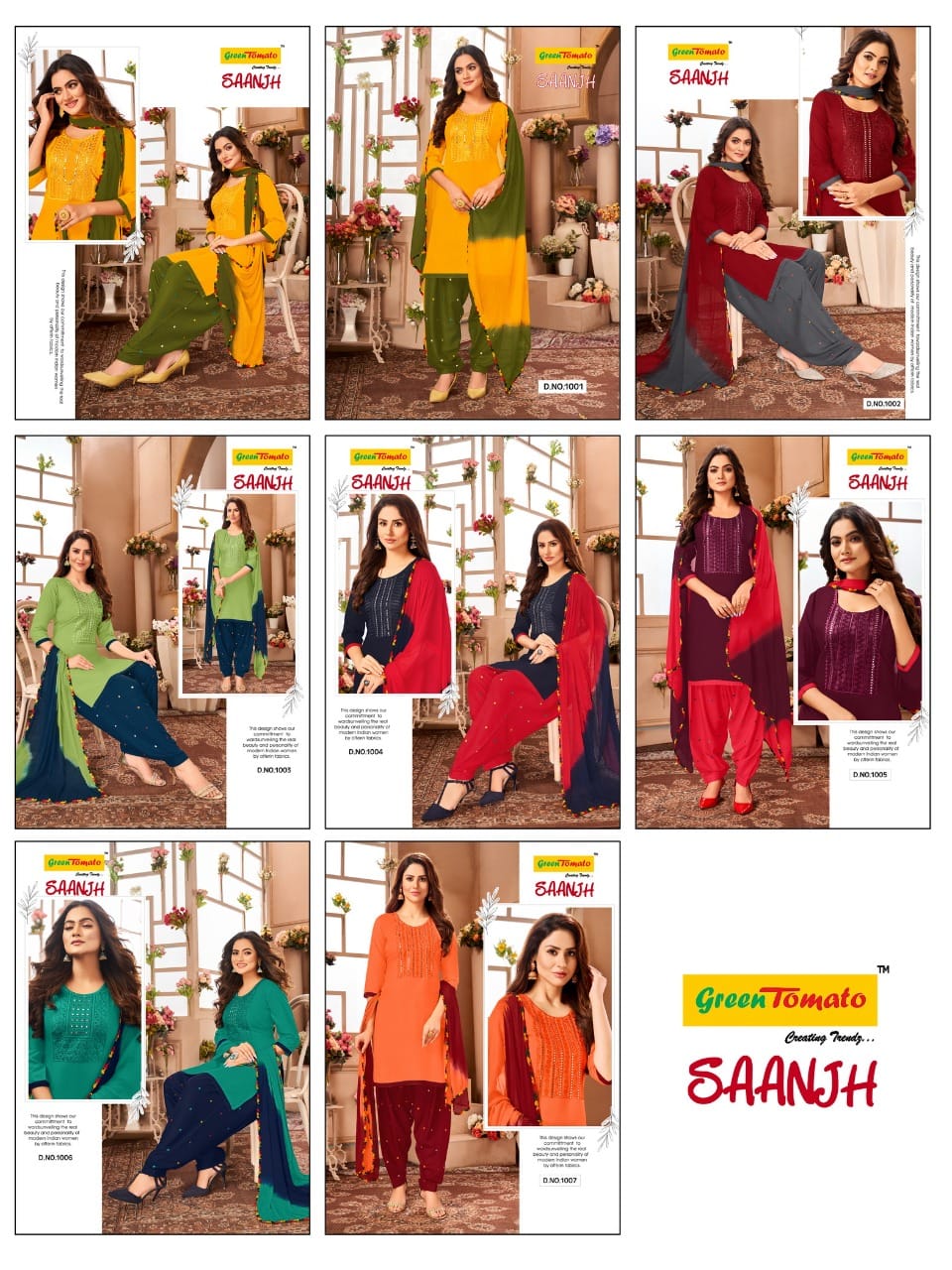 Saanjh Green Tomato Rayon Readymade Salwar Suits Wholesale Rate