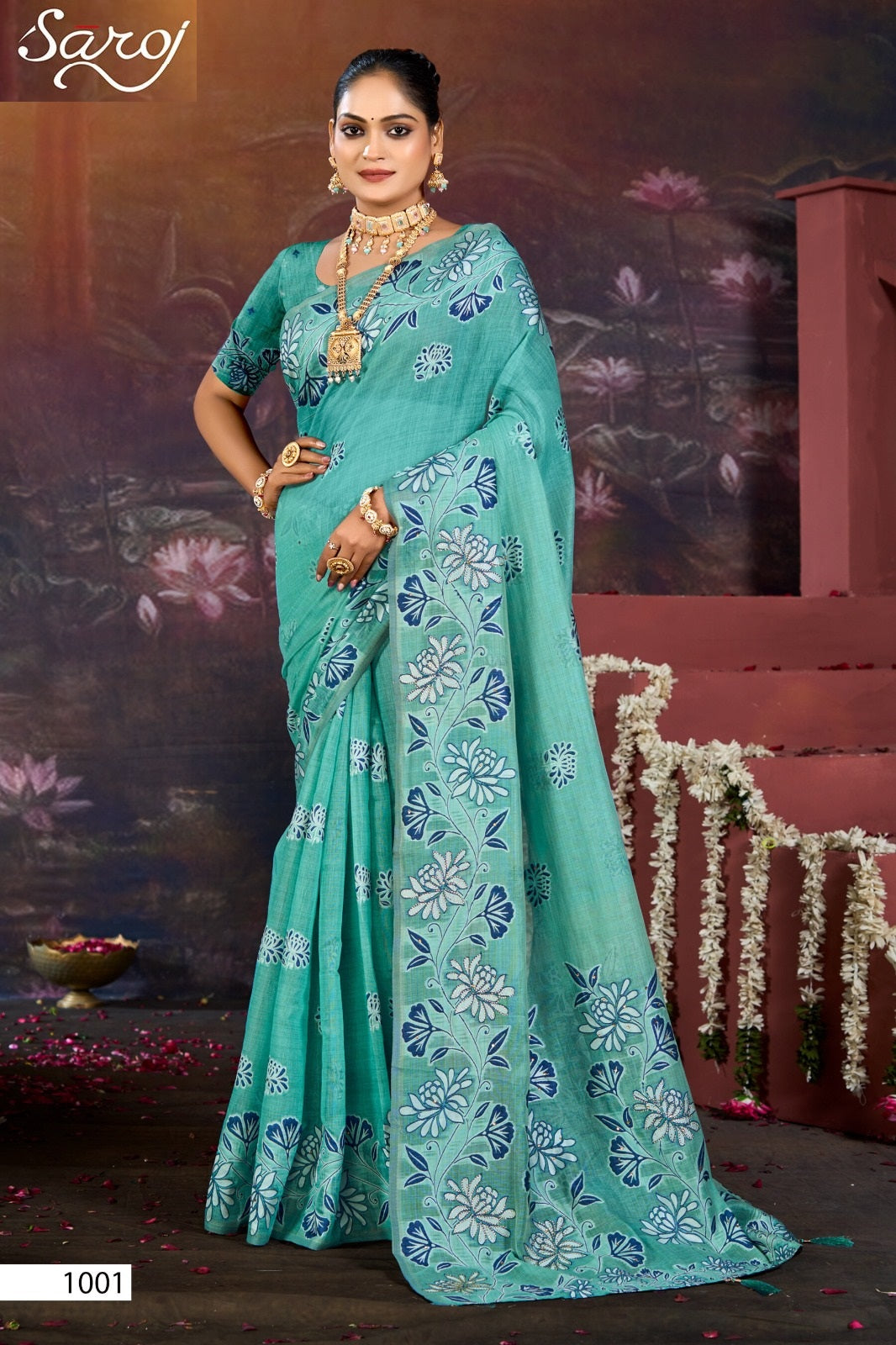 Saanjh Linen Saroski Vol 1 Saroj Sarees Wholesale Price