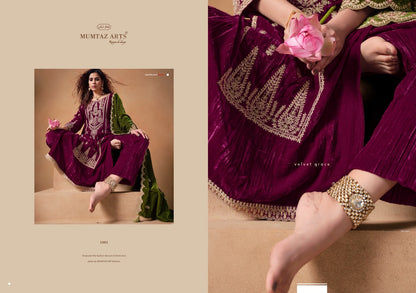 Saanjh Mumtaz Arts Crush Velvet Suits Wholesale Price