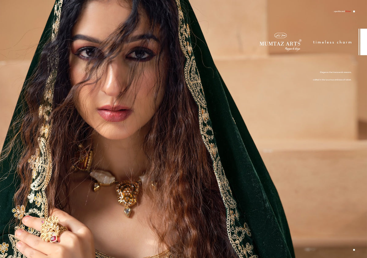 Saanjh Mumtaz Arts Crush Velvet Suits Wholesale Price