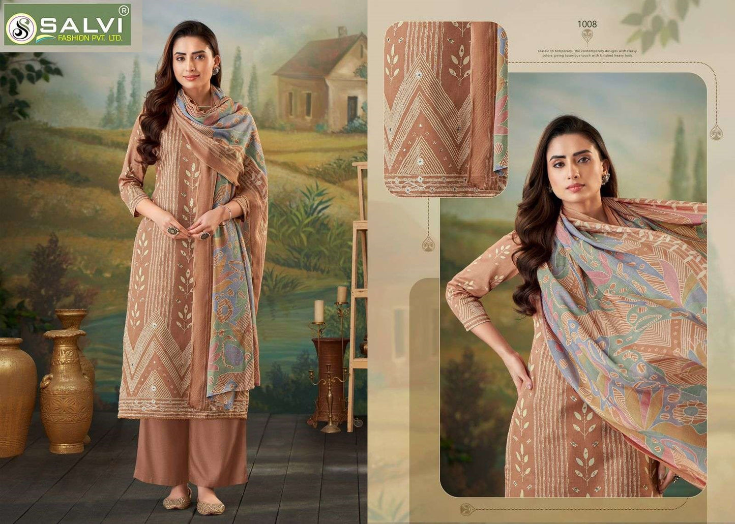 Saanjh Salvi Fashion Jaam Silk Plazzo Style Suits Exporter Gujarat