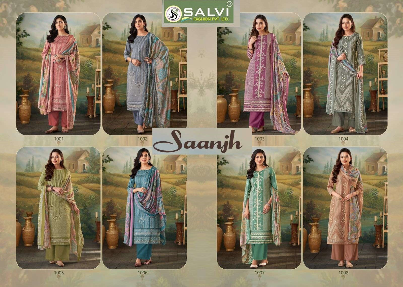 Saanjh Salvi Fashion Jaam Silk Plazzo Style Suits Exporter Gujarat