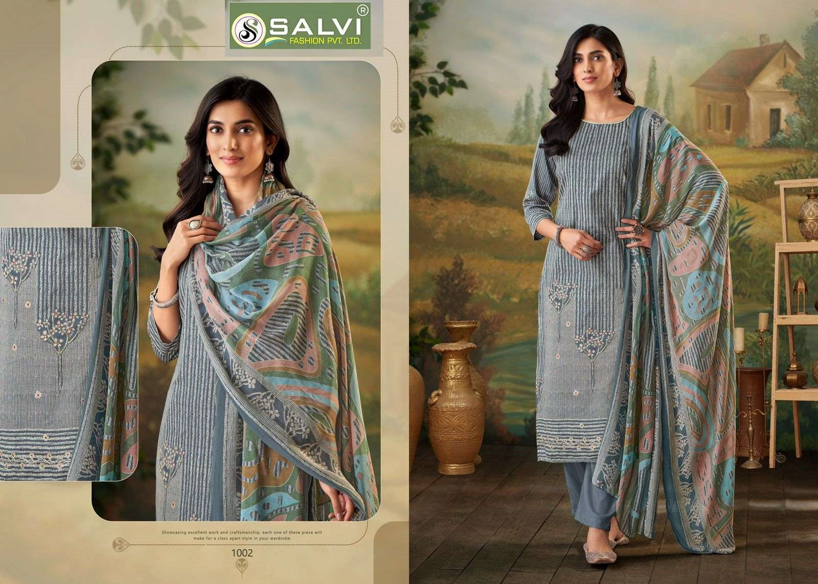 Saanjh Salvi Fashion Jaam Silk Plazzo Style Suits Exporter Gujarat
