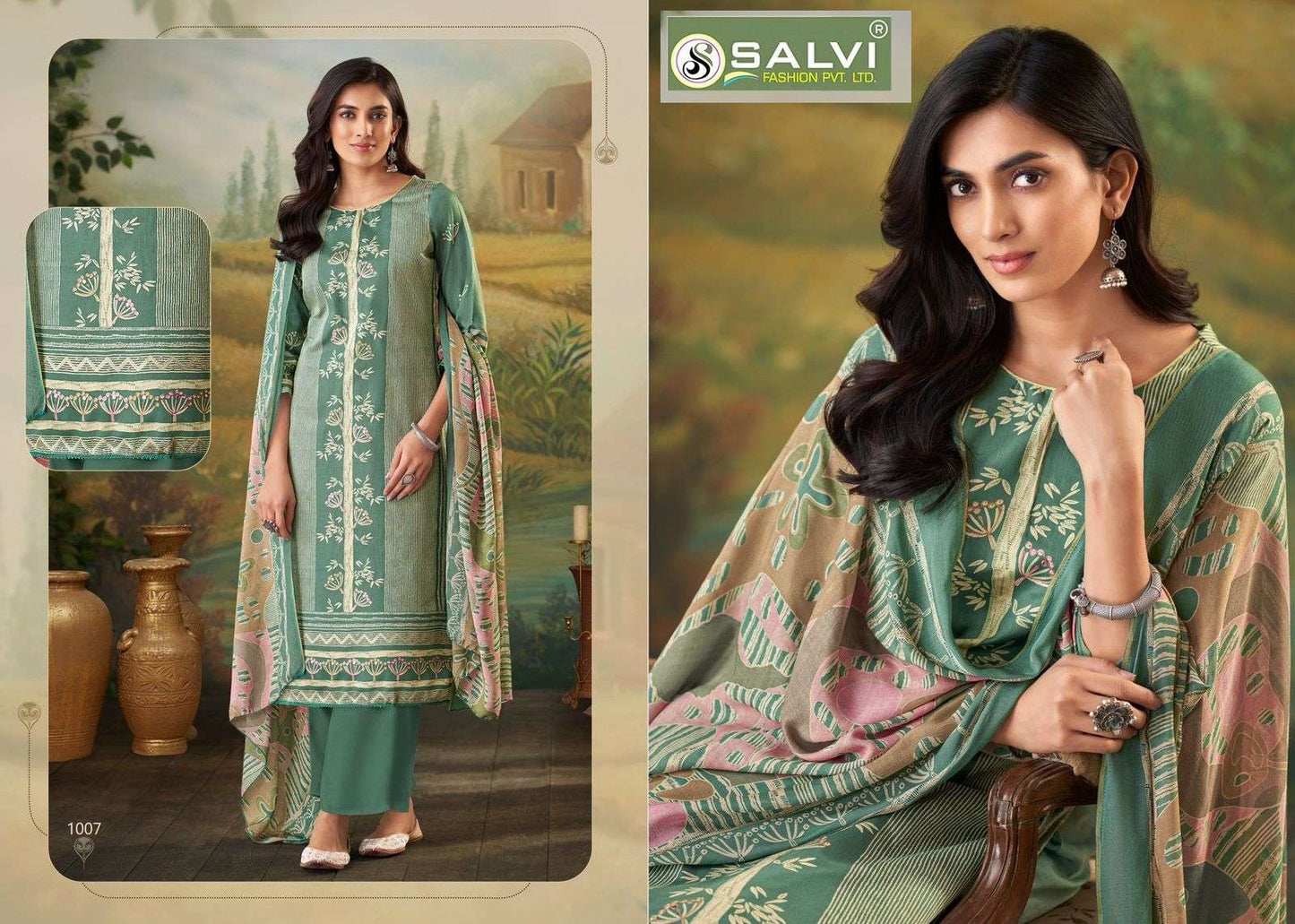 Saanjh Salvi Fashion Jaam Silk Plazzo Style Suits Exporter Gujarat