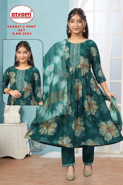 Saanvi 2 Dn 9263 Dt Devi Roman Girls Readymade Pant Suits Wholesaler Ahmedabad