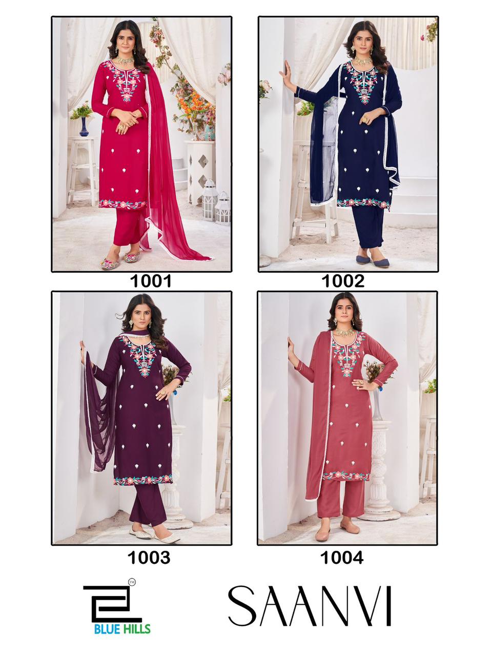 Saanvi Blue Hills Rayon 14Kg Readymade Pant Style Suits Manufacturer Gujarat