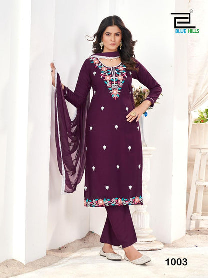 Saanvi Blue Hills Rayon 14Kg Readymade Pant Style Suits Manufacturer Gujarat