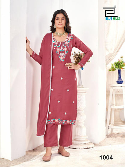 Saanvi Blue Hills Rayon 14Kg Readymade Pant Style Suits Manufacturer Gujarat