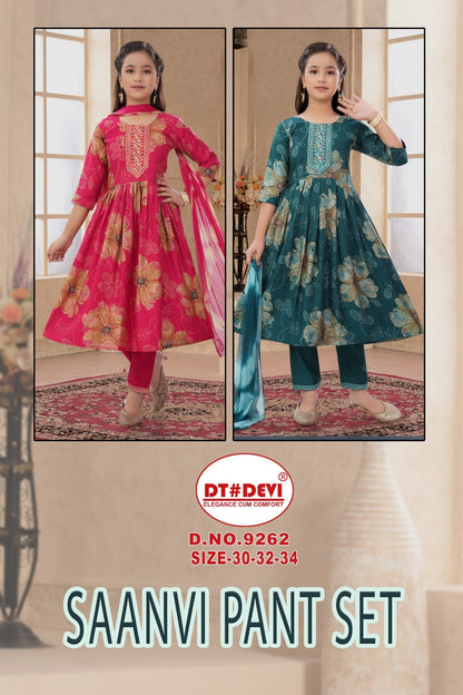 Saanvi Dn 9262 Dt Devi Roman Girls Readymade Pant Suits Wholesale Price
