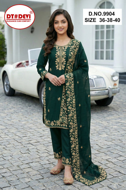 Saanvi Dn 9904 Dt Devi Roman Silk Girls Readymade Pant Suits Supplier Gujarat