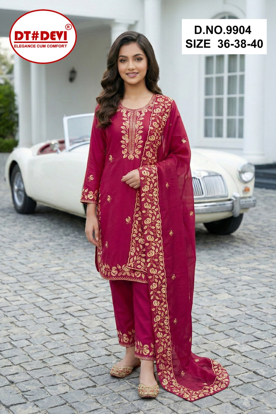 Saanvi Dn 9904 Dt Devi Roman Silk Girls Readymade Pant Suits Supplier Gujarat