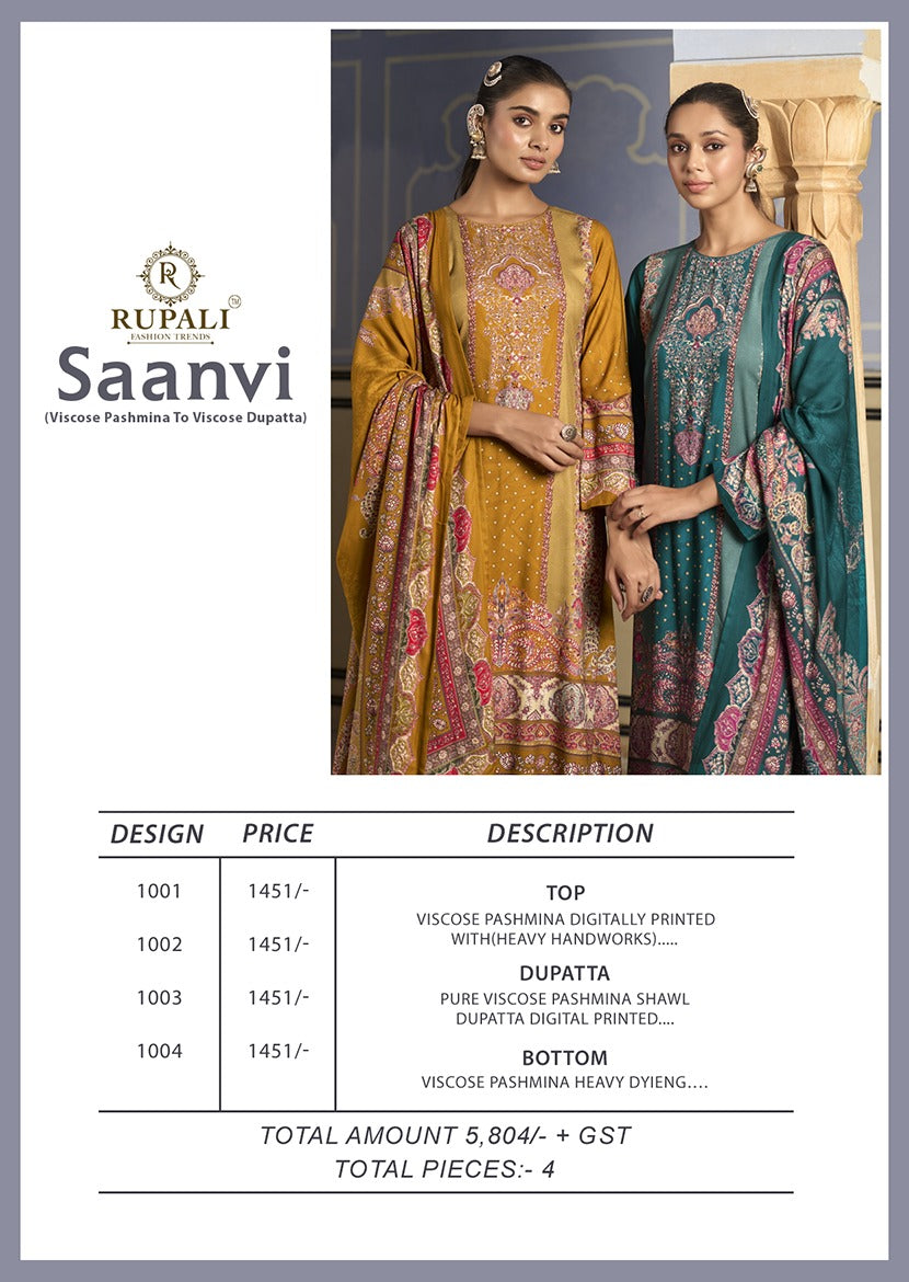 Saanvi Rupali Pashmina Suits Supplier India