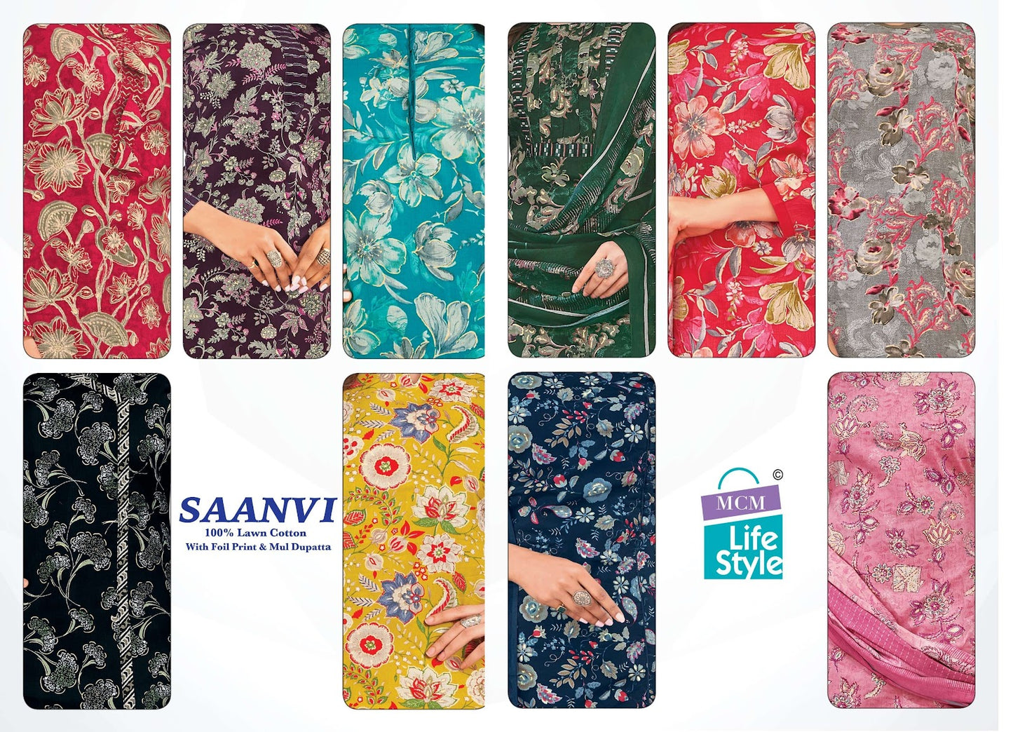 Saanvi Vol 1 Mcm Lifestyle Lawn Cotton Pant Style Suits Exporter Gujarat