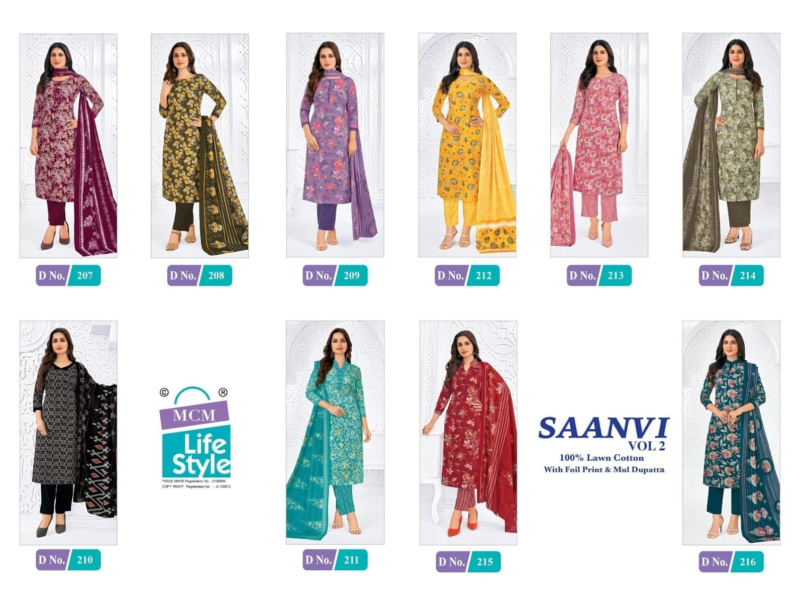 Saanvi Vol 2 Mcm Lifestyle Lawn Cotton Pant Style Suits Exporter India