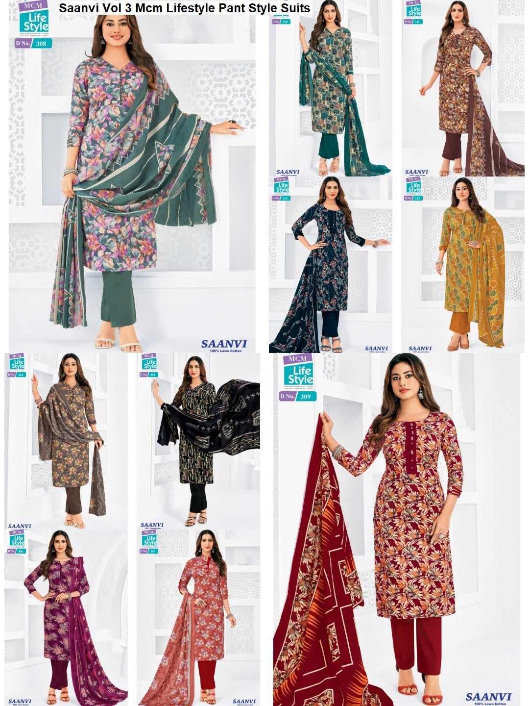 Saanvi Vol 3 Mcm Lifestyle Cotton Pant Style Suits Manufacturer Gujarat