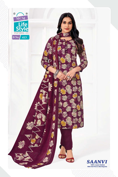 Saanvi Vol 4 Mcm Lifestyle Lawn Cotton Karachi Salwar Suits Wholesaler Gujarat