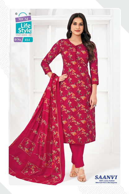 Saanvi Vol 4 Mcm Lifestyle Lawn Cotton Karachi Salwar Suits Wholesaler Gujarat