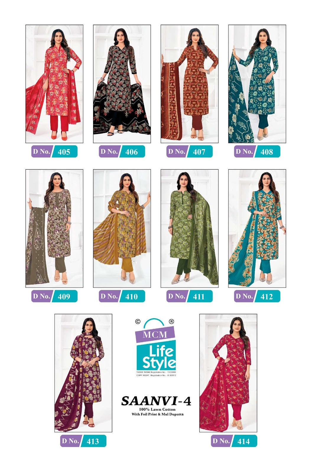 Saanvi Vol 4 Mcm Lifestyle Lawn Cotton Karachi Salwar Suits Wholesaler Gujarat
