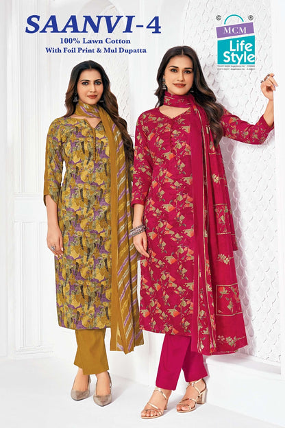Saanvi Vol 4 Mcm Lifestyle Lawn Cotton Karachi Salwar Suits Wholesaler Gujarat