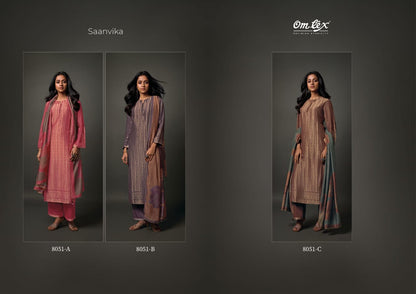 Saanvika Omtex Muslin Jacquard Plazzo Style Suits Wholesaler