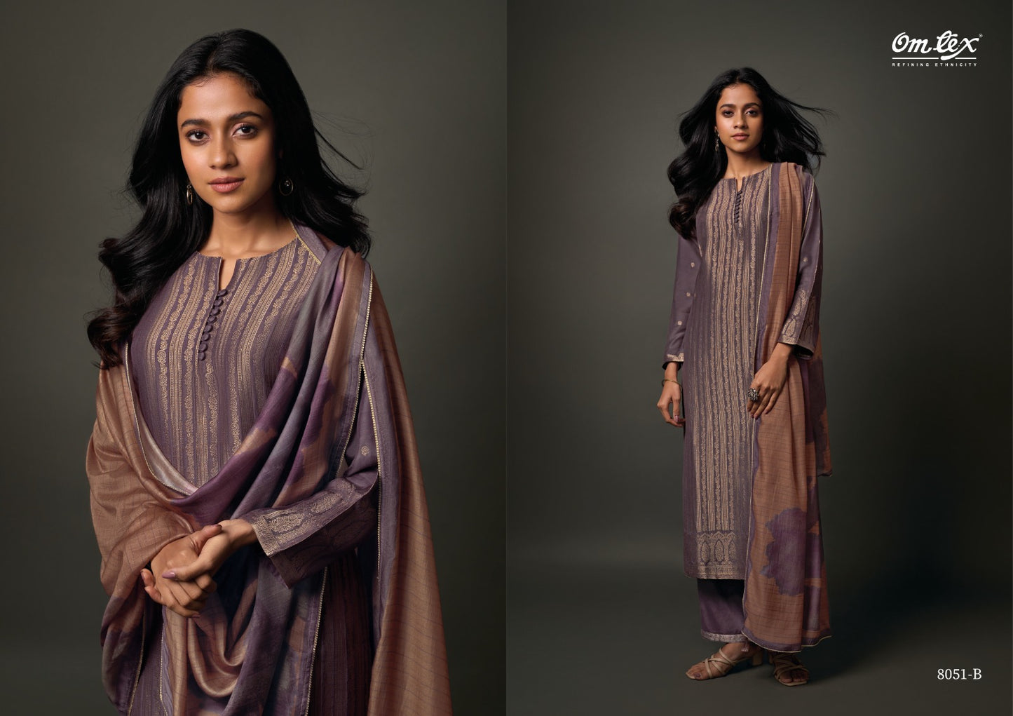 Saanvika Omtex Muslin Jacquard Plazzo Style Suits Wholesaler