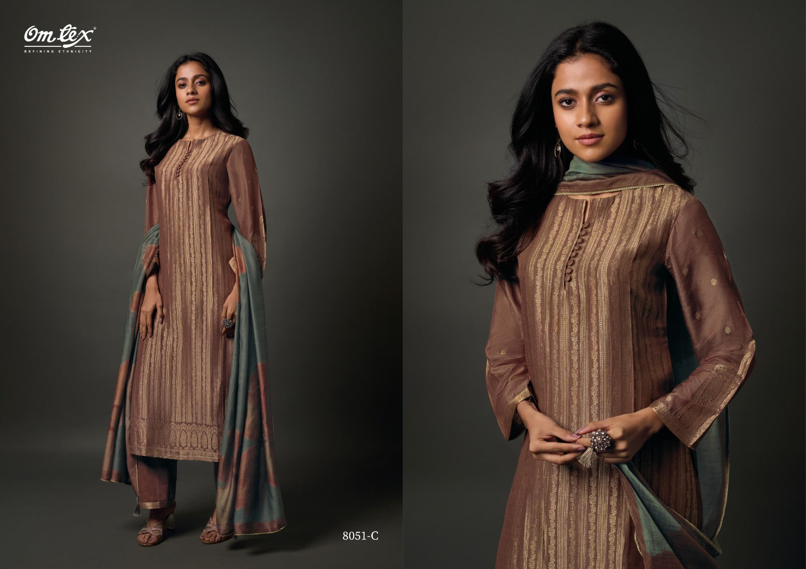 Saanvika Omtex Muslin Jacquard Plazzo Style Suits Wholesaler
