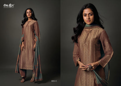 Saanvika Omtex Muslin Jacquard Plazzo Style Suits Wholesaler