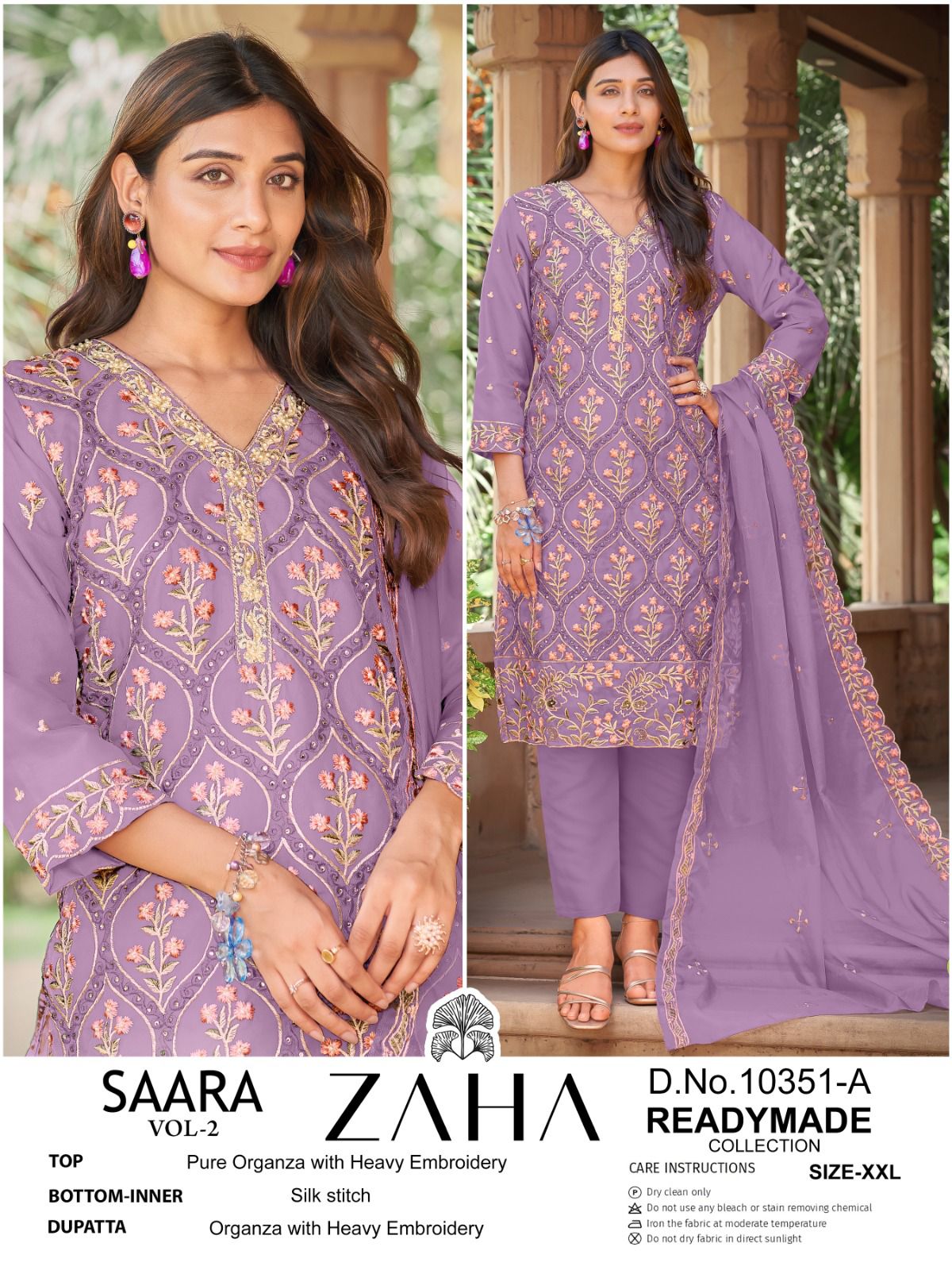 Saara Vol 2 Zaha Organza Pakistani Readymade Suits Wholesale Rate
