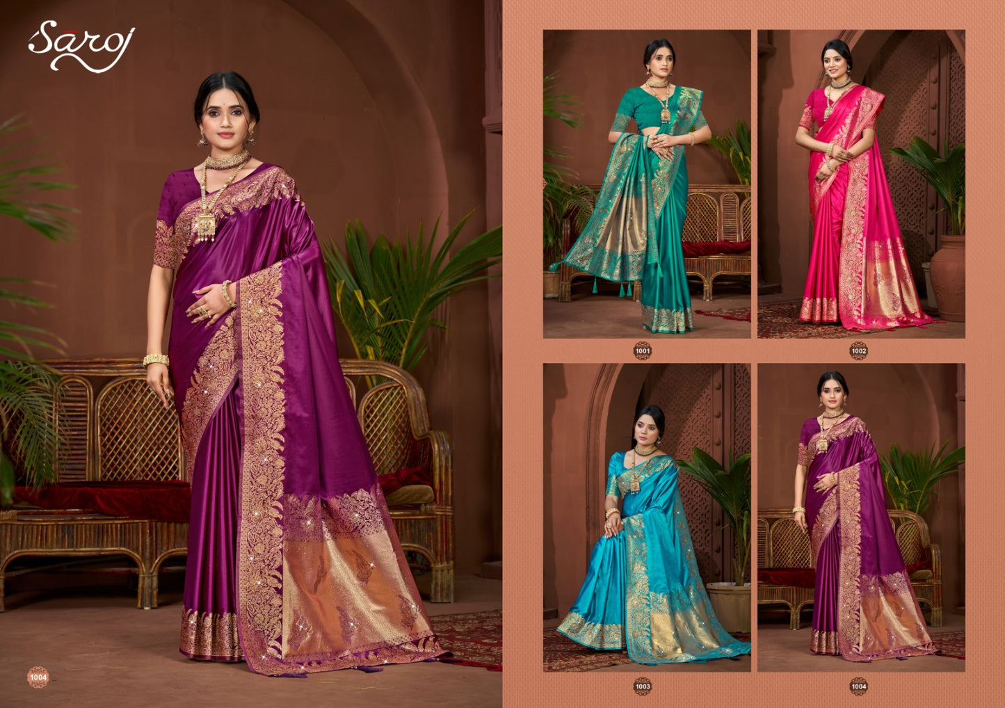 Saarina Satin Saroski Vol 1 Saroj Sarees Exporter India