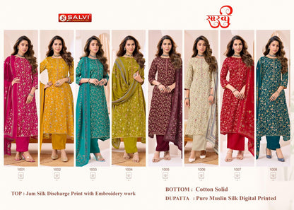 Saarvi Salvi Fashion Jam Silk Pant Style Suits Manufacturer India