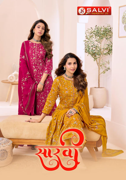 Saarvi Salvi Fashion Jam Silk Pant Style Suits Manufacturer India