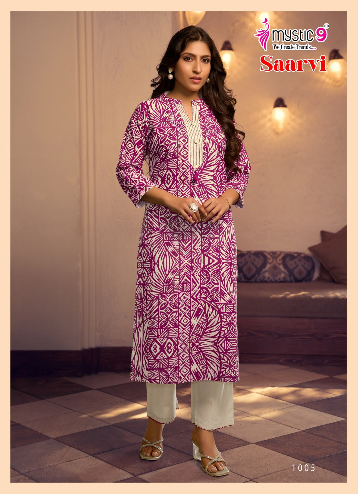 Saarvi Vol 1 Mystic 9 Cotton Kurti Pant Set Wholesaler Ahmedabad